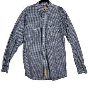 Larry Mahan Cowboy Collection Mens XXL Navy Gingham Western Snap Shirt